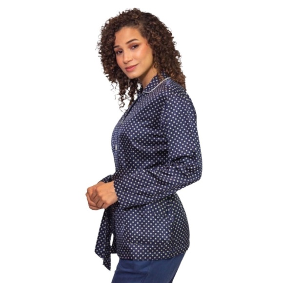 Raquel Allegra Relaxed Blazer in Navy Polka Dot - Picture 4 of 9
